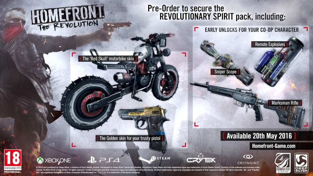 Homefront: The Revolution + Revolutionary Spirit Pack INDIA Steam Gift (26.5$)